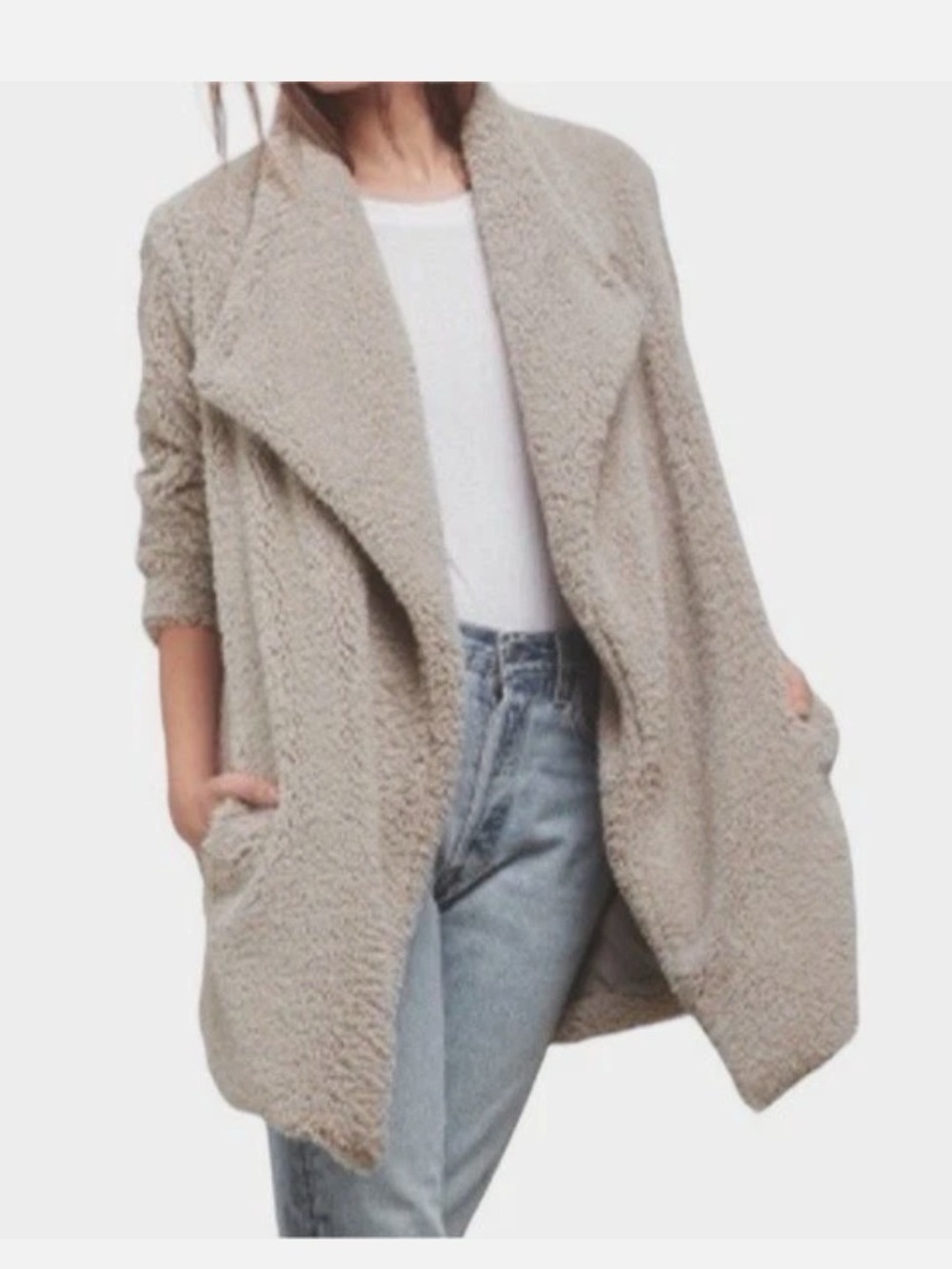 NWOT BB Dakota “Daylin” Faux Fur Drape Jacket with Open-Front Shawl Collar - S